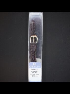 Kreisler 13mm Brown Burnished Leather Watch Band Gold Tone Buckle Vintage Strap